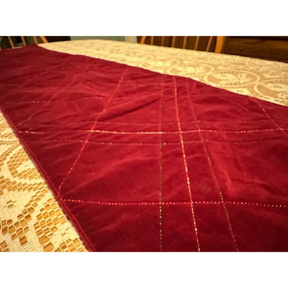 Burgundy Red Velvet Table Runner 13x49